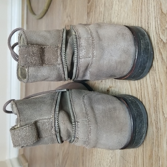 John Varvatos Suede Leather Mens Grey Distressed Lace Ankle Chukka Boots Zipper - Picture 3 of 13